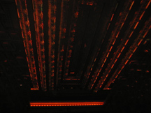 Red lights on ceiling