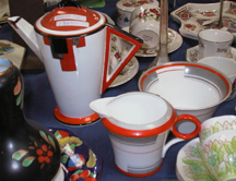Orange Trim Tea Set